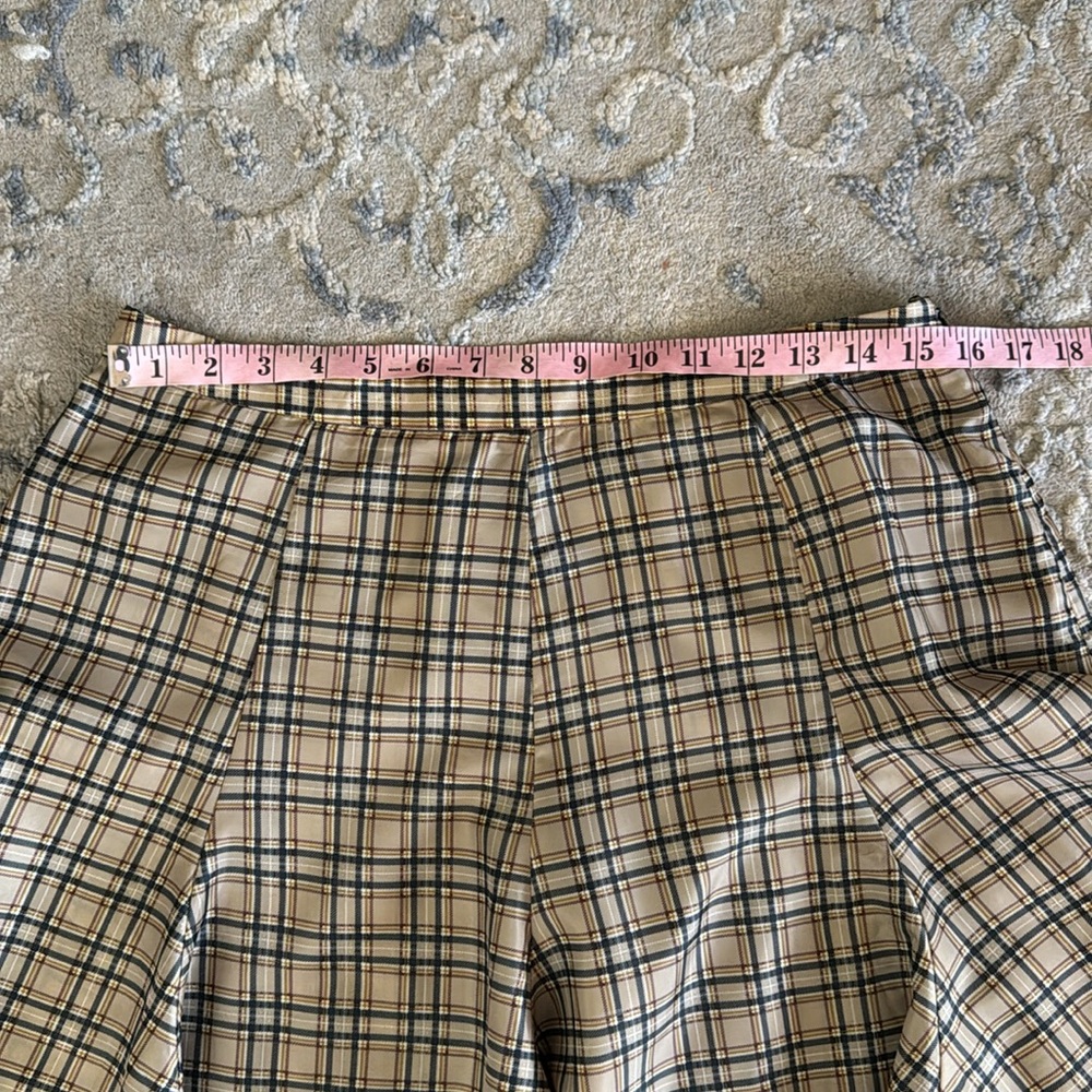 Betsey Johnson Tan and Black Plaid Midi Flare Skirt Vintage 90s - Picture 6 of 8